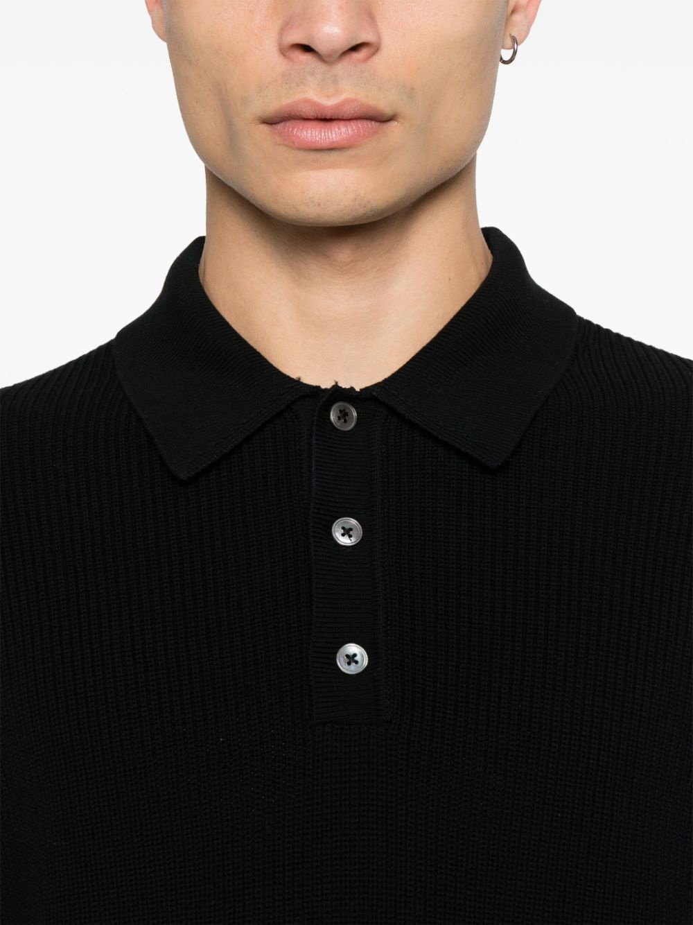 ribbed-knit polo shirt - 4