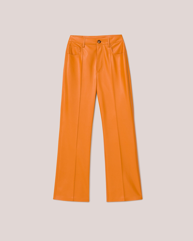 ZOEY - Vegan leather pleated pants - Orange - 1