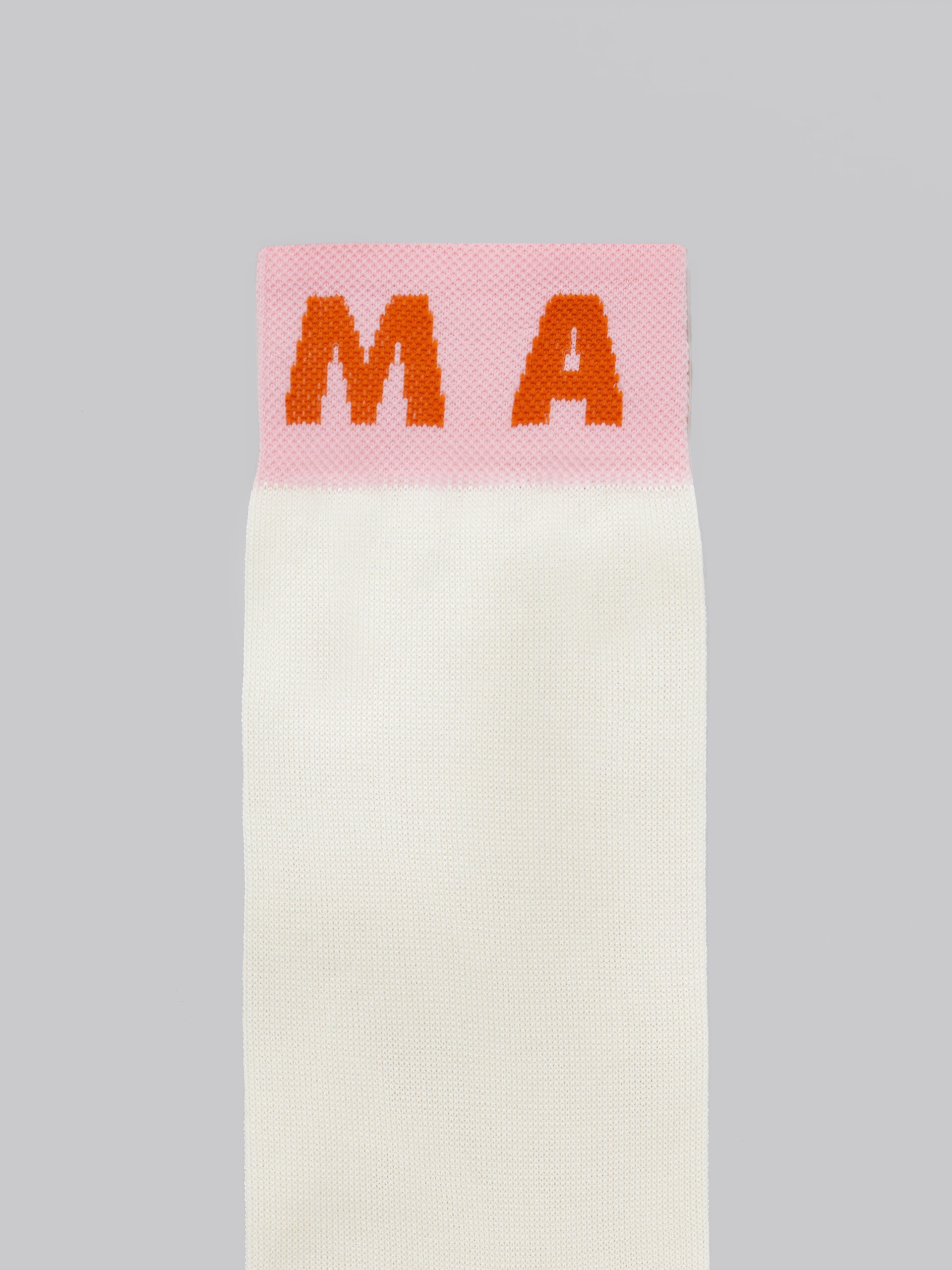LIGHT YELLOW COTTON COLOR-BLOCK SOCKS WITH LOGO CUFFS - 3