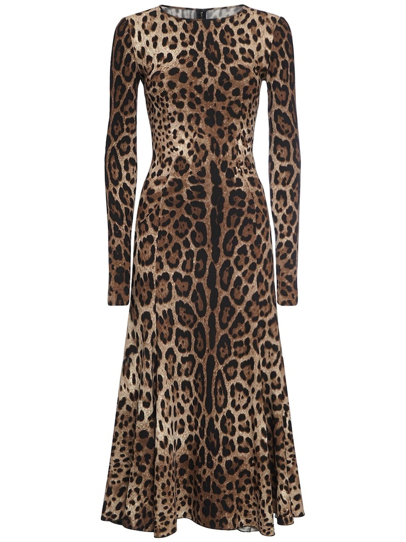 Leopard print cady midi dress - 1