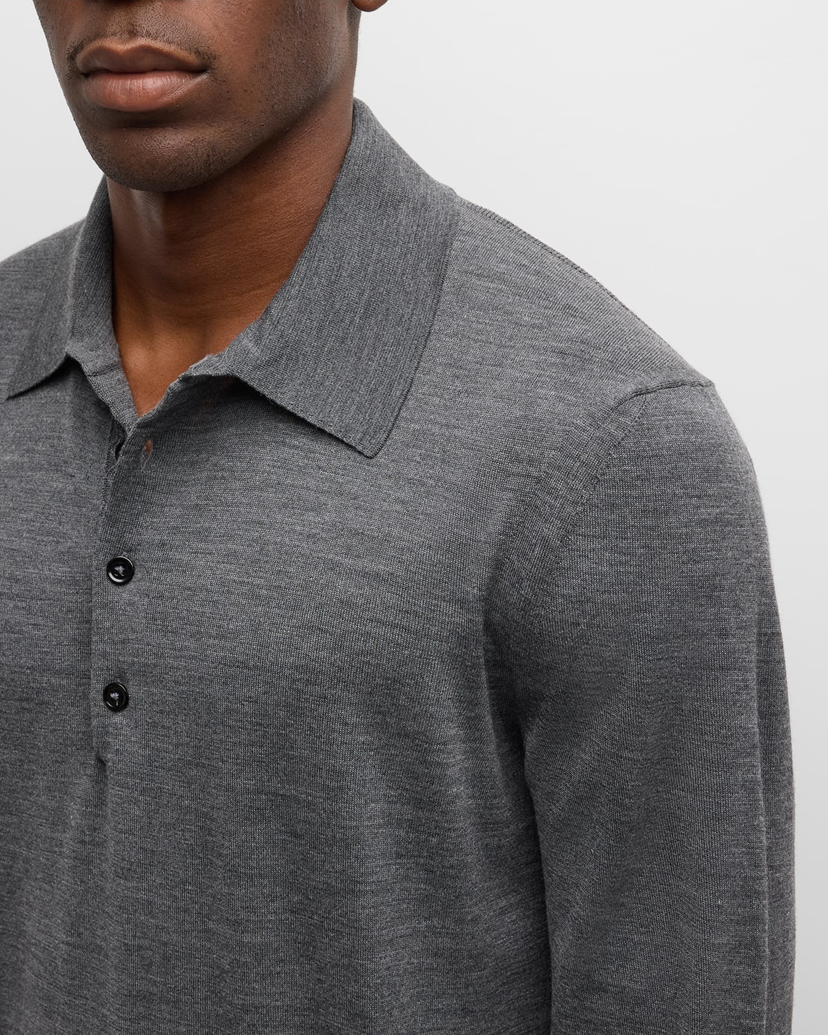 Men's Fine-Gauge Wool Polo Sweater - 7