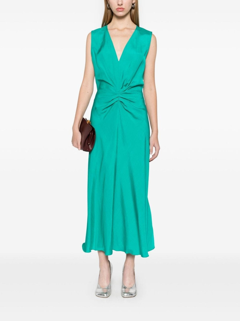 Victoria Beckham sleeveless gathered midi dress outlook