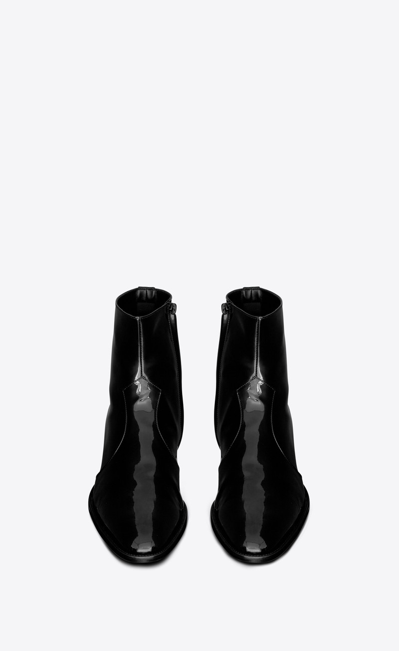 SAINT LAURENT wyatt zipped boots in patent leather outlook