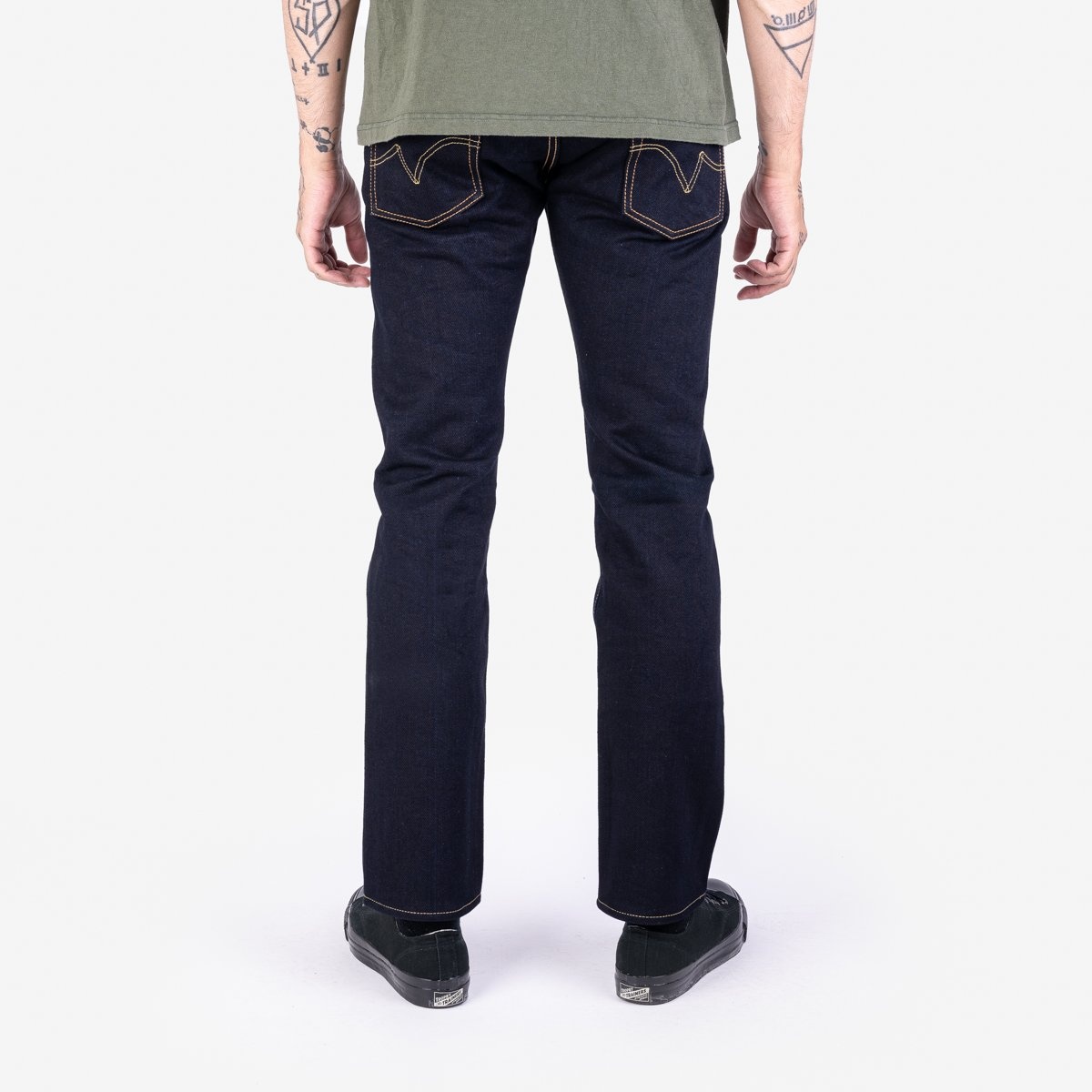 IH-777S-21ib 21oz Selvedge Denim Slim Tapered Cut Jeans - Indigo/Black - 3