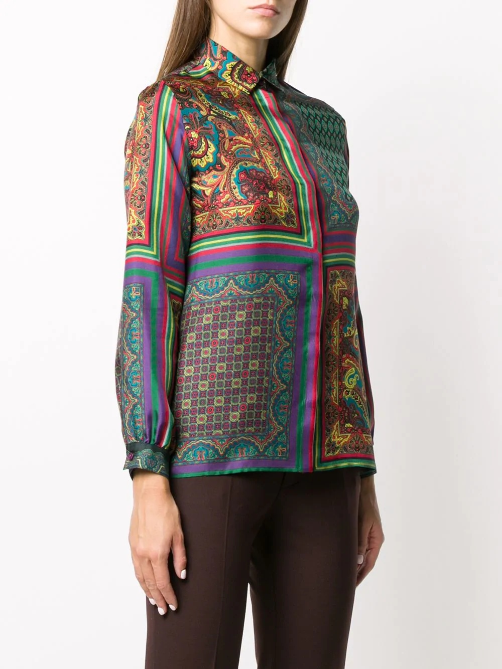 print mix long-sleeve shirt - 3