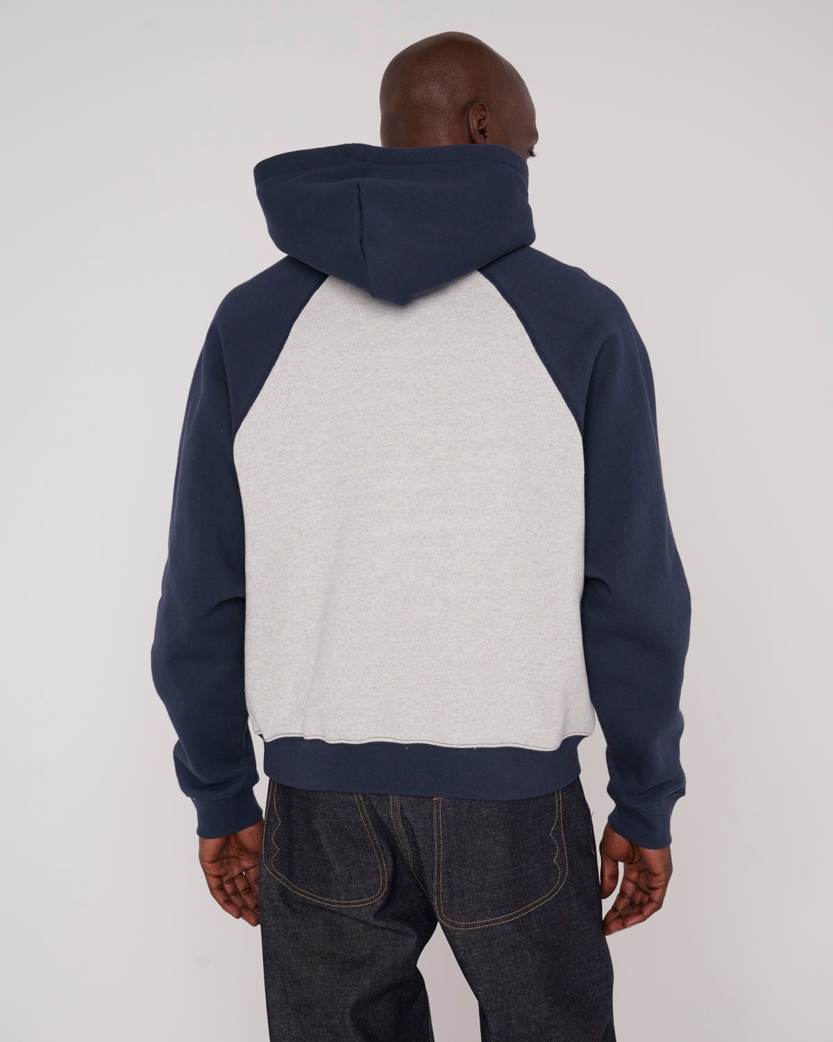 Fleece Logo Head Raglan Hoodie - Oatmeal Navy - 5