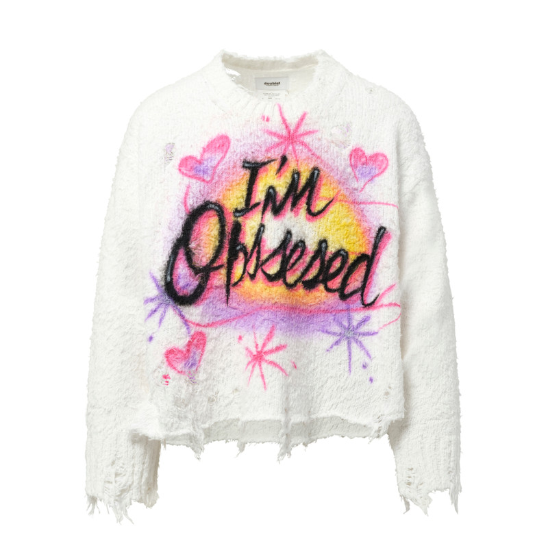 doublet Airbrush Recycled Cotton Sweater in Ivory outlook