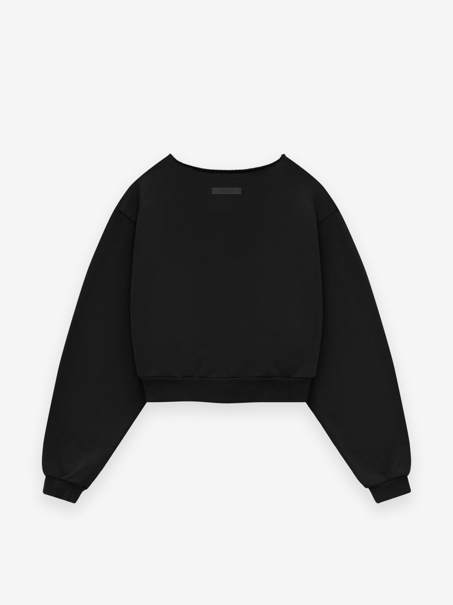 Womens Heavy Fleece Raw Cropped Crewneck - 2