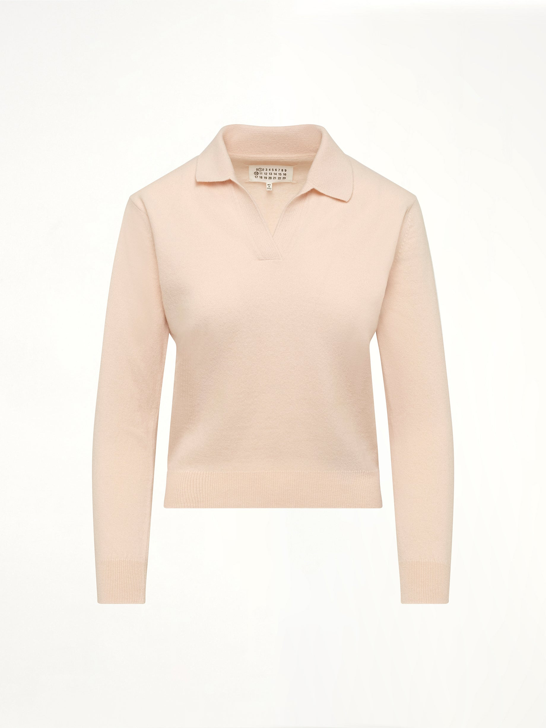 Lambswool Knit Polo in Pale Pink - 2