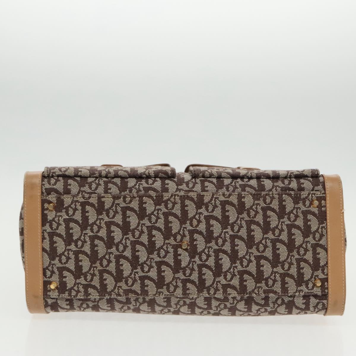 DIOR Trotter Canvas Hand Bag Beige Brown Gold - 5