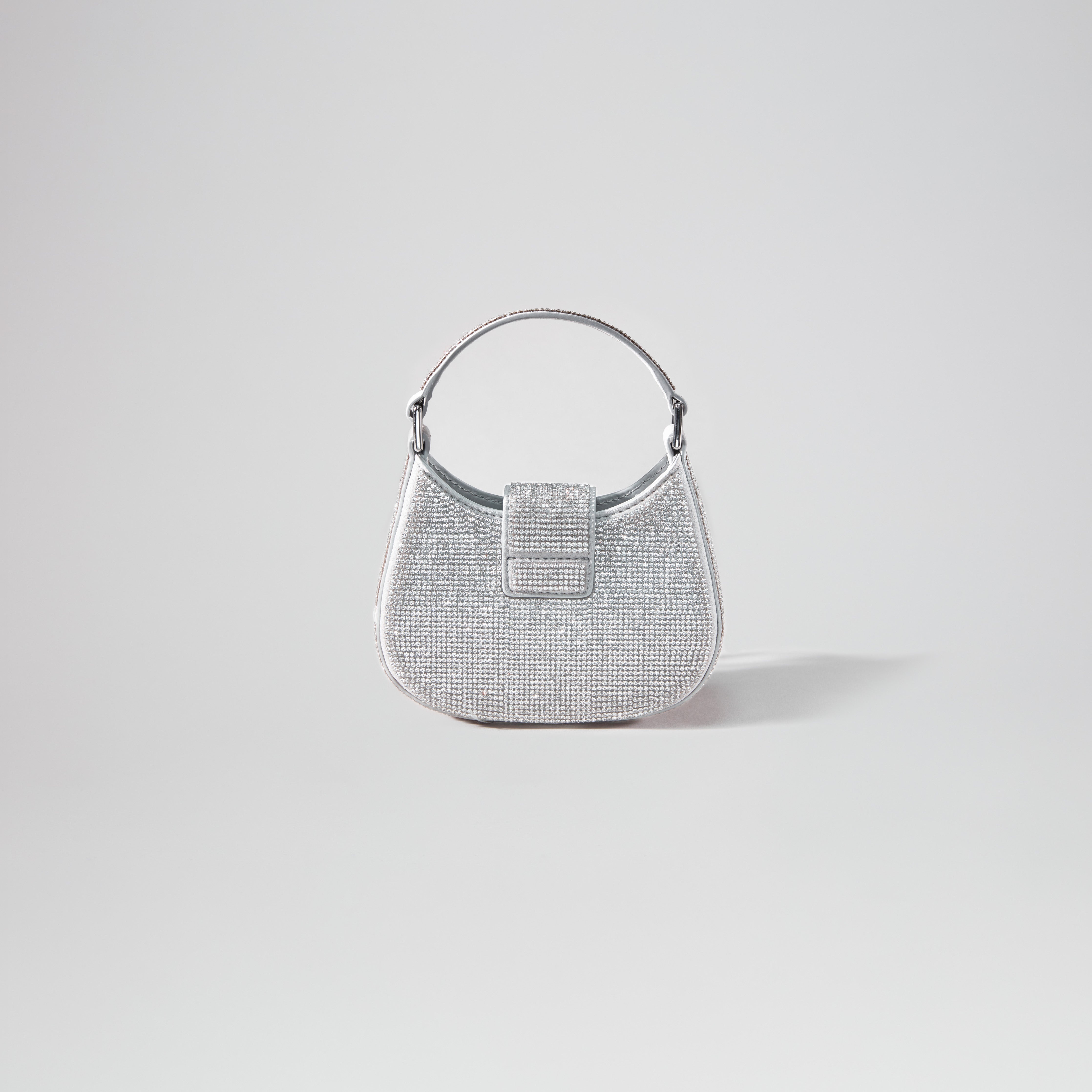 Silver Rhinestone Crescent Bow Micro Bag - 3