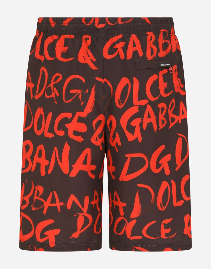 Long swim trunks with logo print - 3