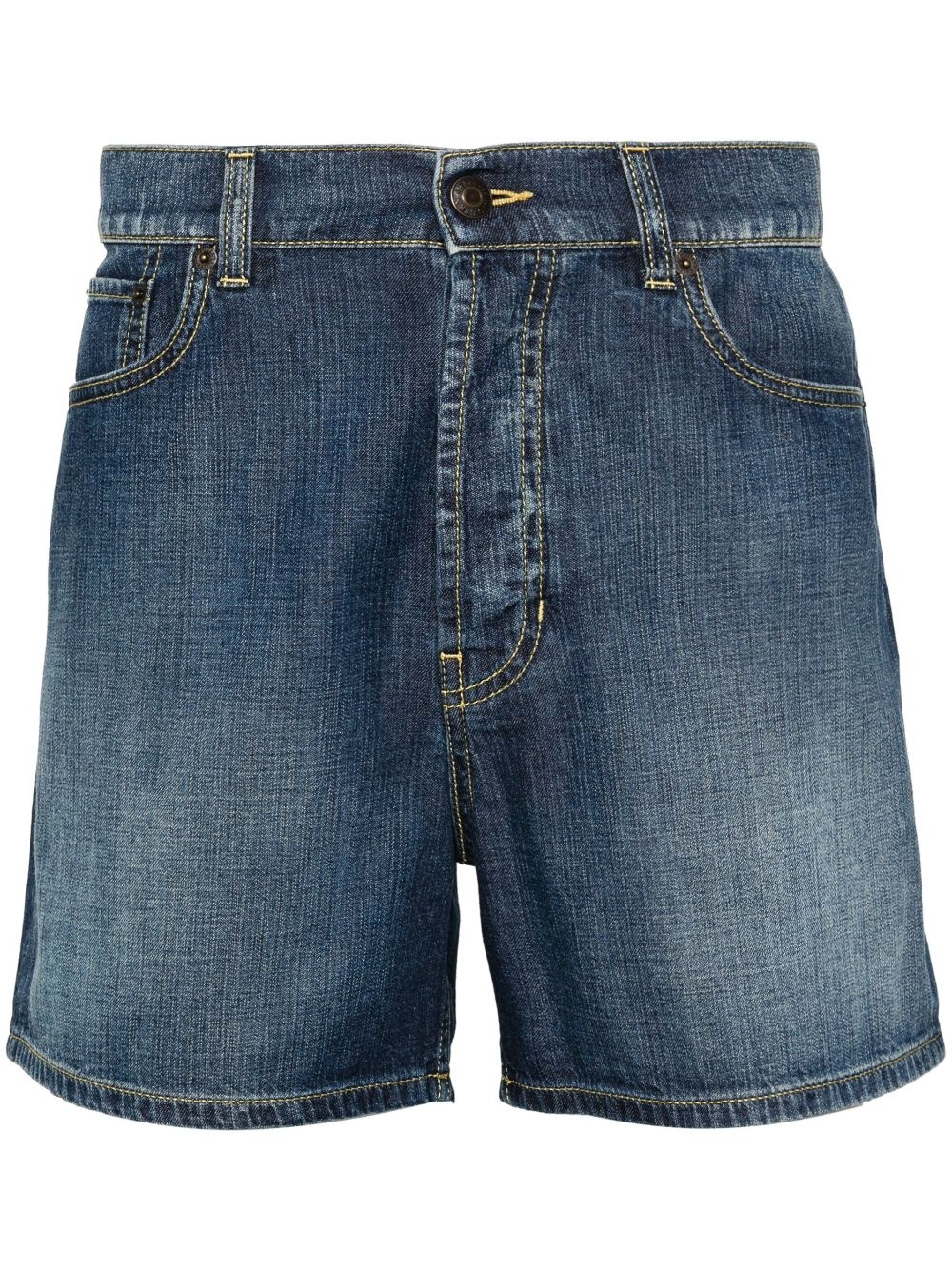contrast-stitching denim shorts - 1
