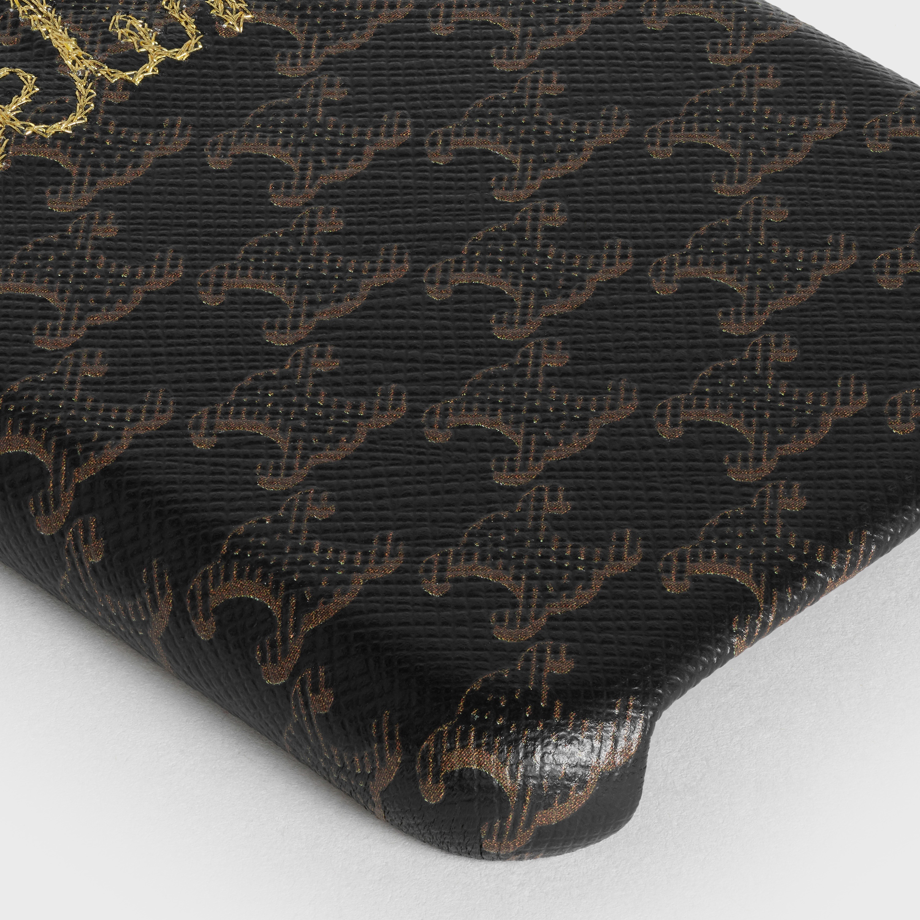 IPHONE XS MAX CASE IN LAMBSKIN WITH TRIOMPHE CANVAS PRINT AND EMBROIDERED CELINE - 4