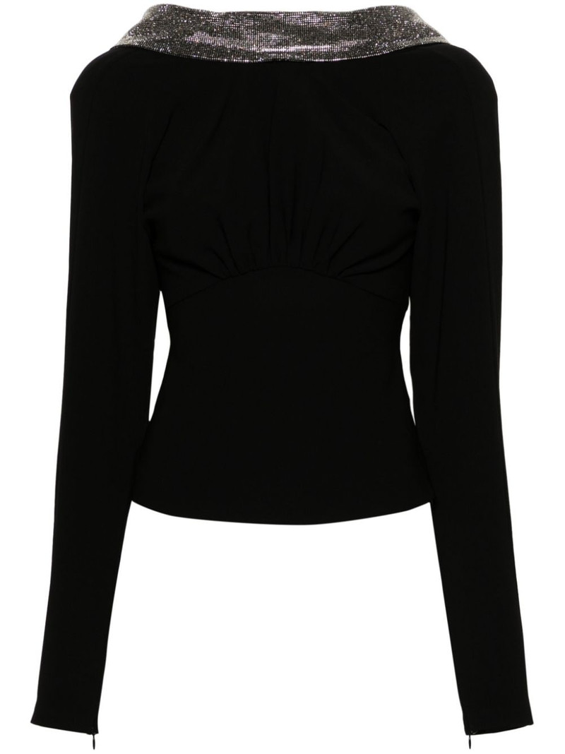 rhinestone-embellished cowl-neck blouse 1