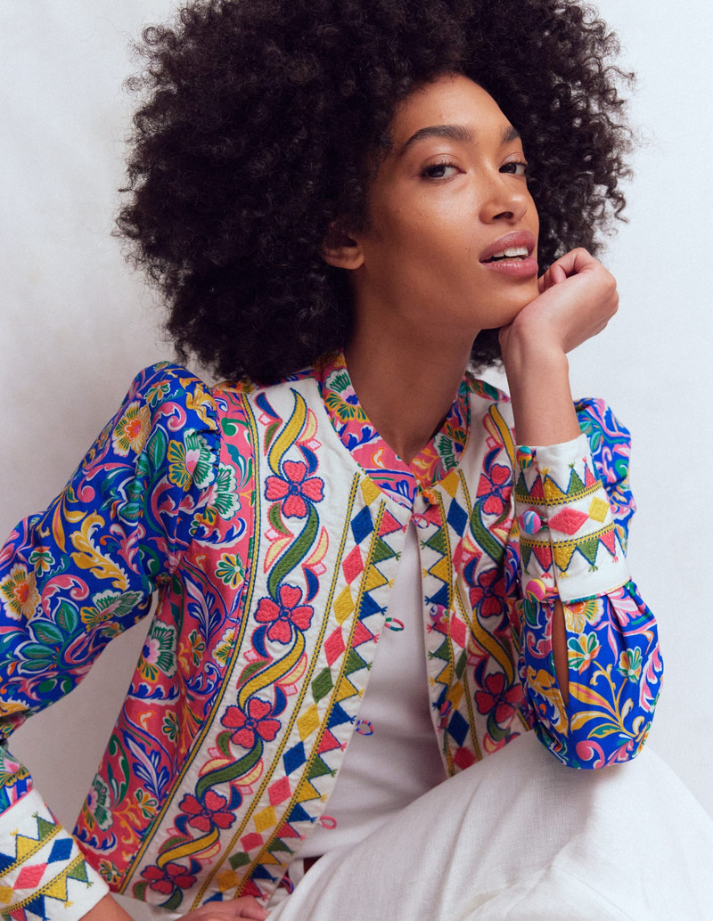 Printed Trim Jacket-Multi, Enchanting Bouquet 8