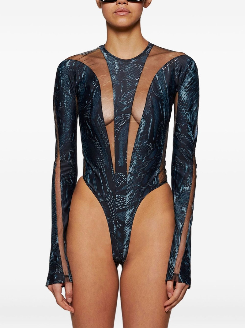 snake-print mesh bodysuit 3