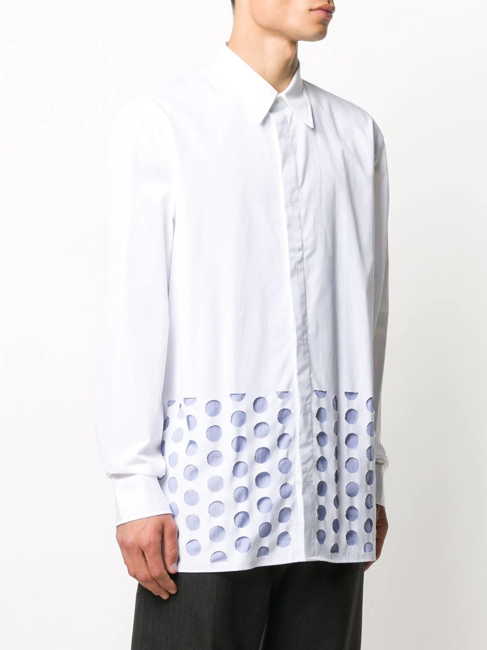 cut out circle pattern shirt - 3