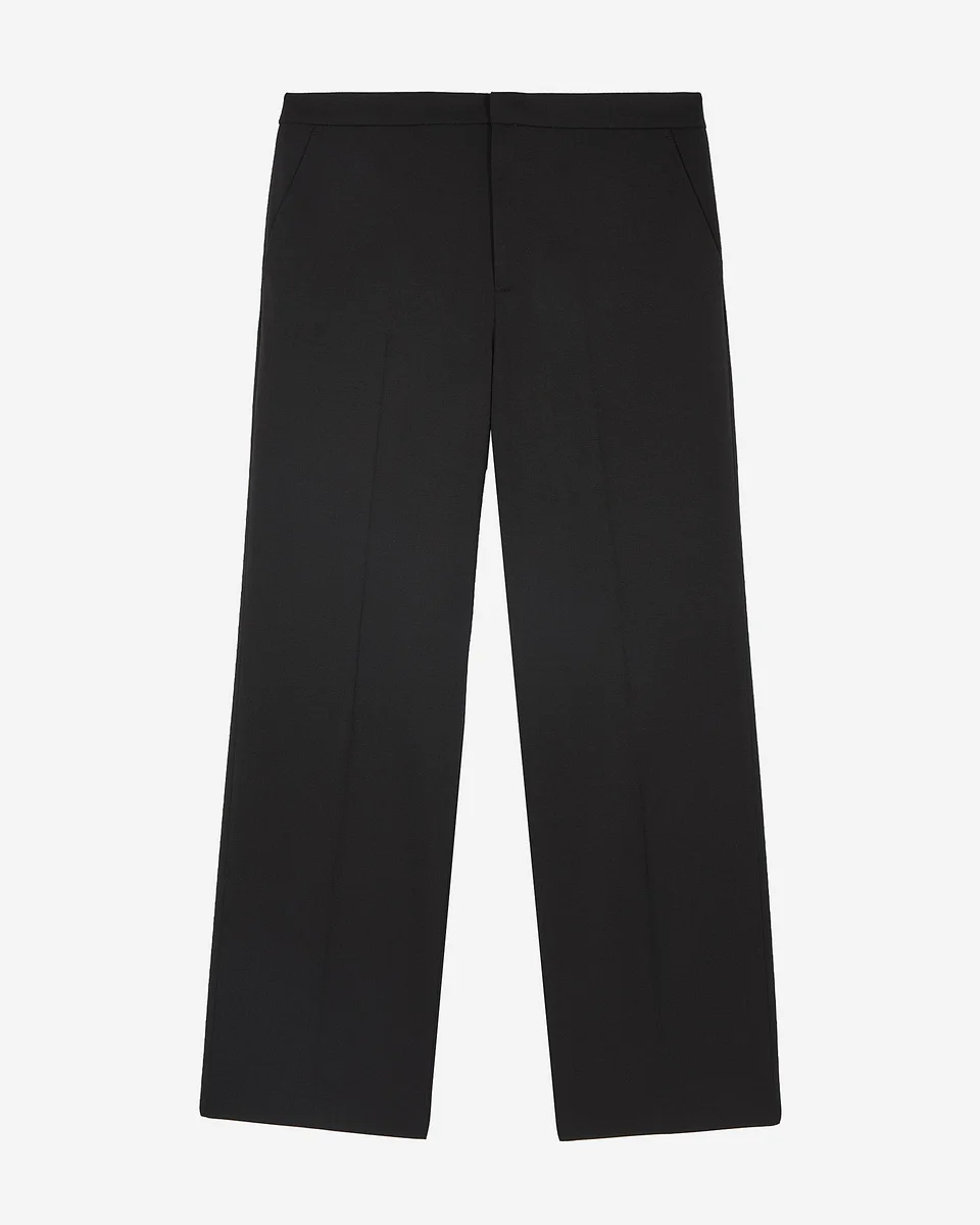 SEMI-ELASTICATED WIDE-LEG PANTS, BLACK - 1