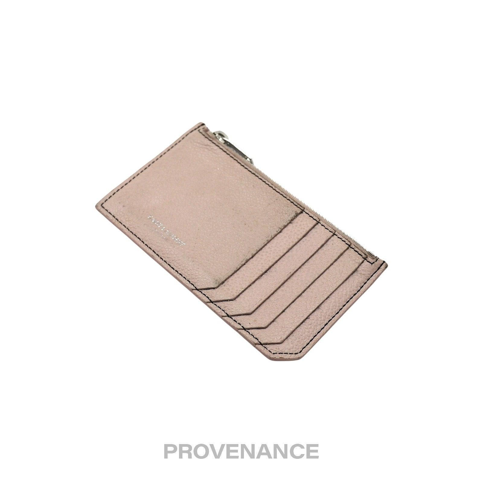 Saint Laurent Paris SLP Fragment Zip Card Wallet - Powder Pink - 4