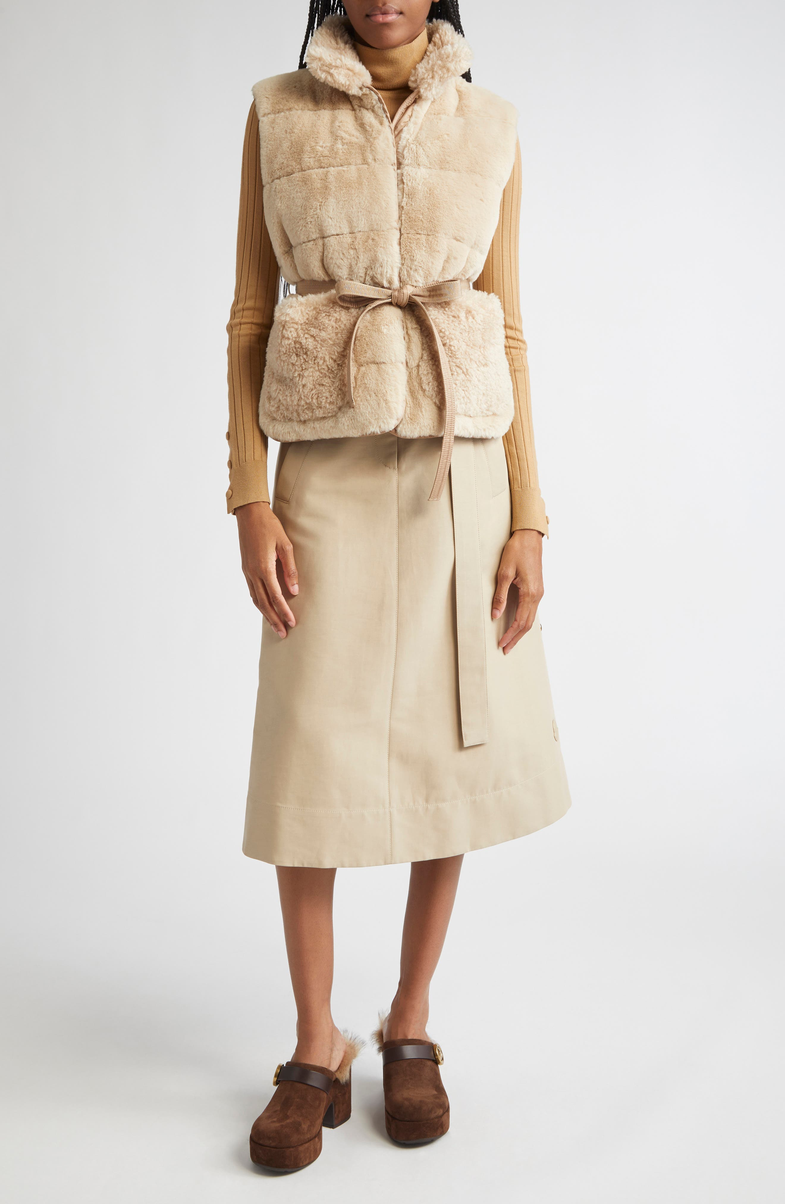 Moncler Joui Faux Fur Down Vest in Alabaster at Nordstrom - 2