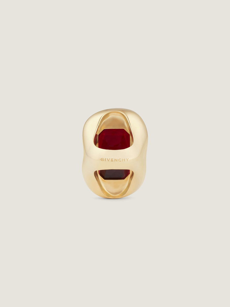 SCULPTURAL CRYSTAL RING IN METAL AND CRYSTAL 4