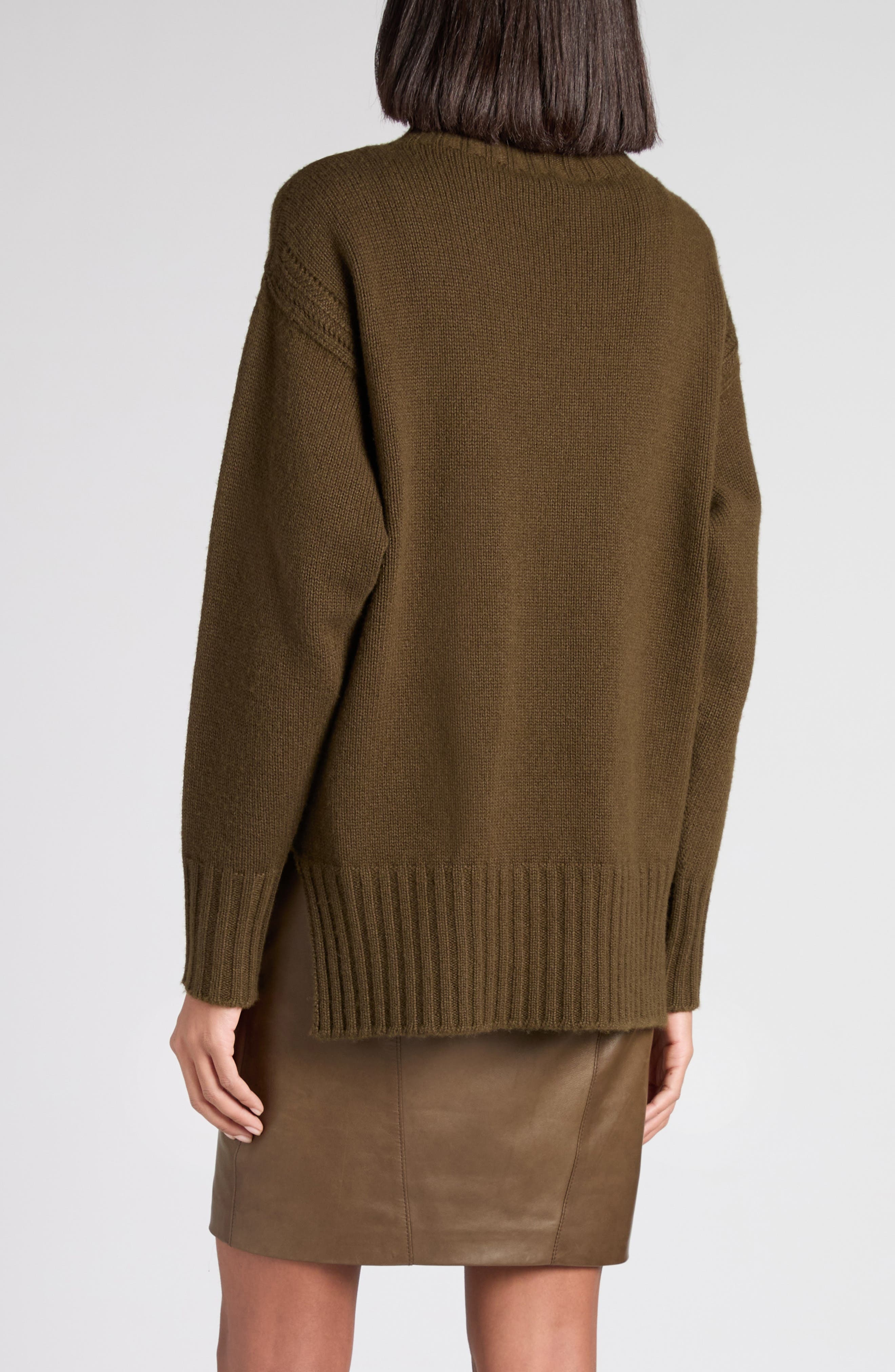 TOM FORD Chunky Wool & Cotton Mock Neck Sweater in Fg815 Military Green at Nordstrom - 3