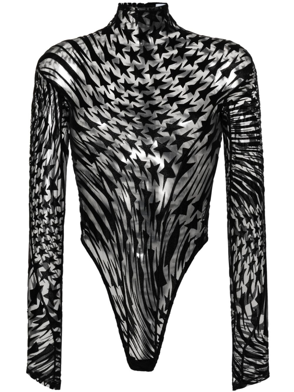 star-print mesh bodysuit - 1