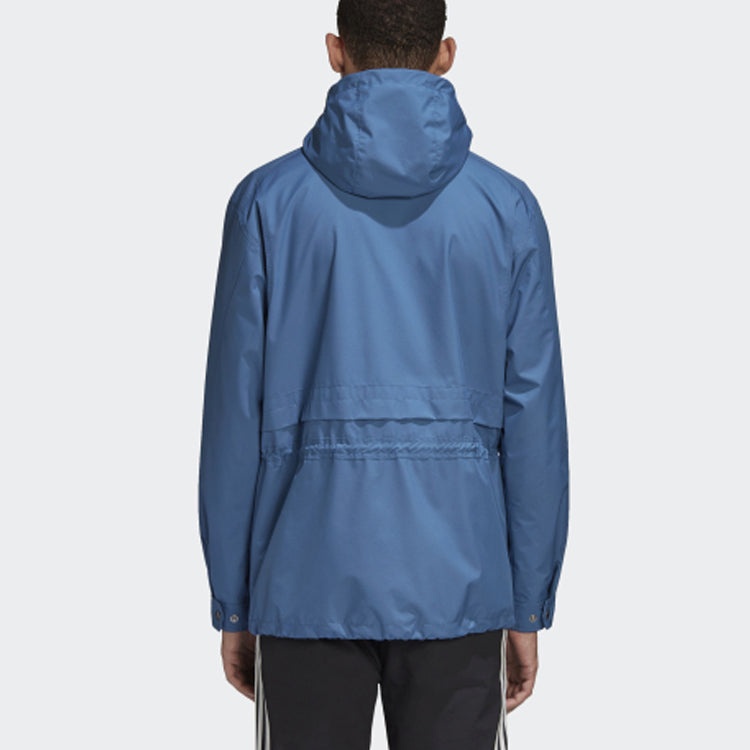 adidas originals Solid Color Athleisure Casual Sports Hooded Jacket Blue FR9280 - 4