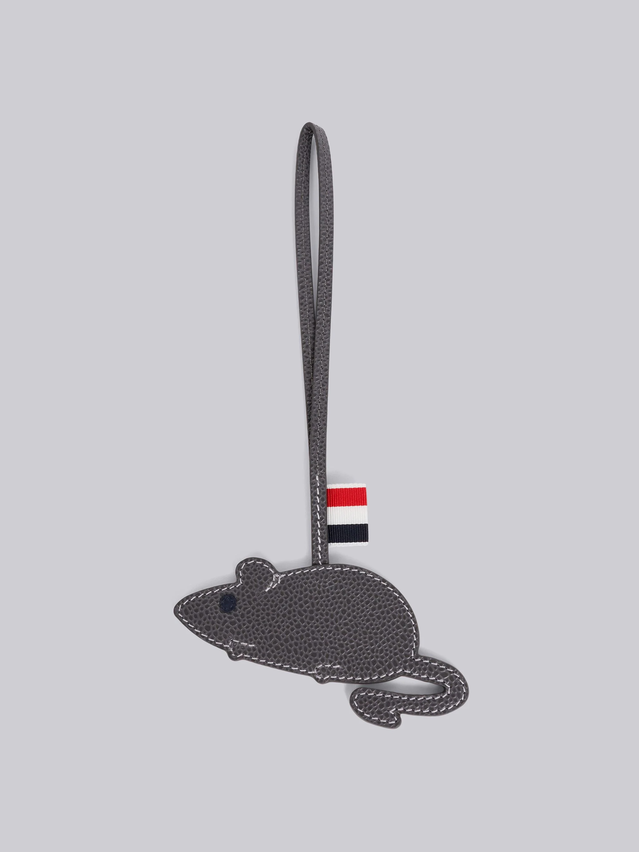 Medium Grey Pebbled Calfskin Mouse Charm - 1