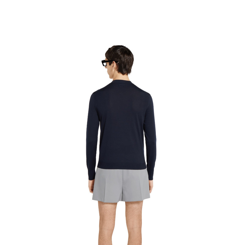 Fine wool knit cardigan with intarsia 4