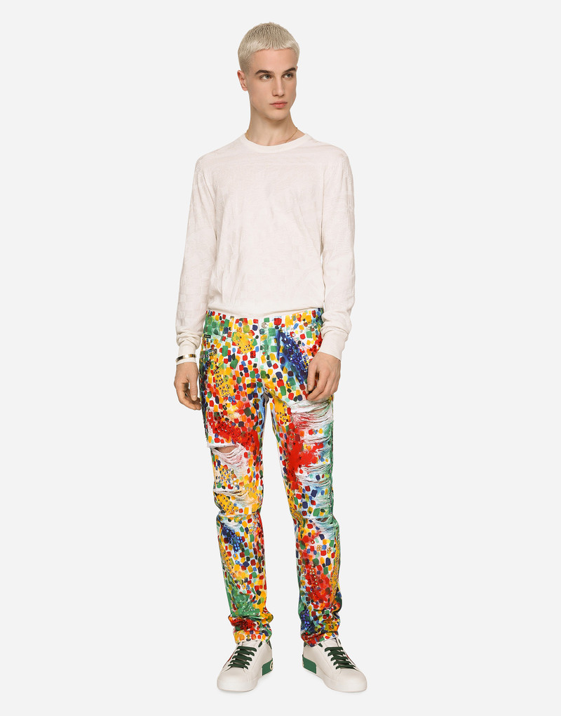 Dolce & Gabbana Printed regular-fit jeans with rips outlook