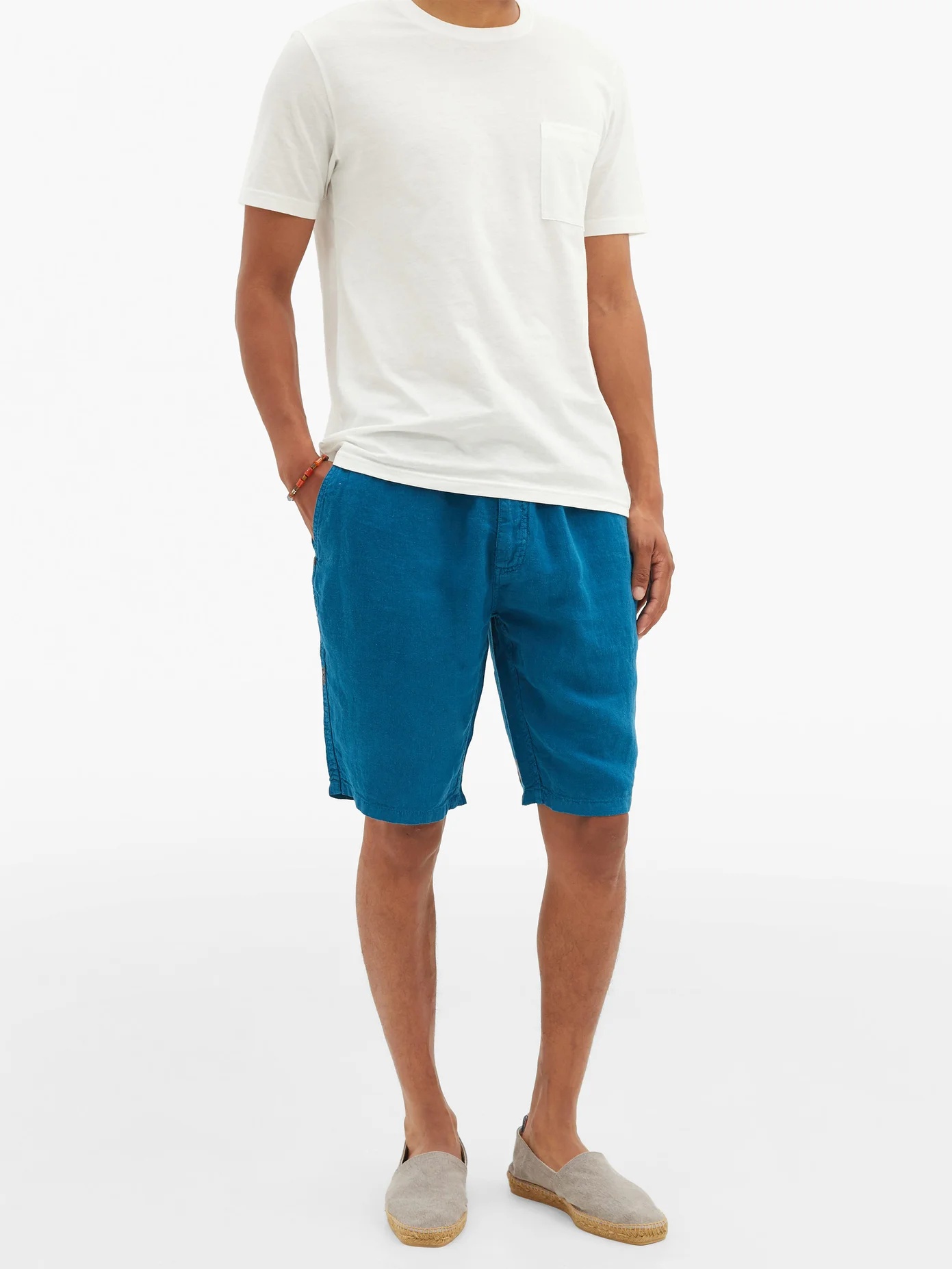 Drawstring-waist linen-poplin Bermuda shorts - 2