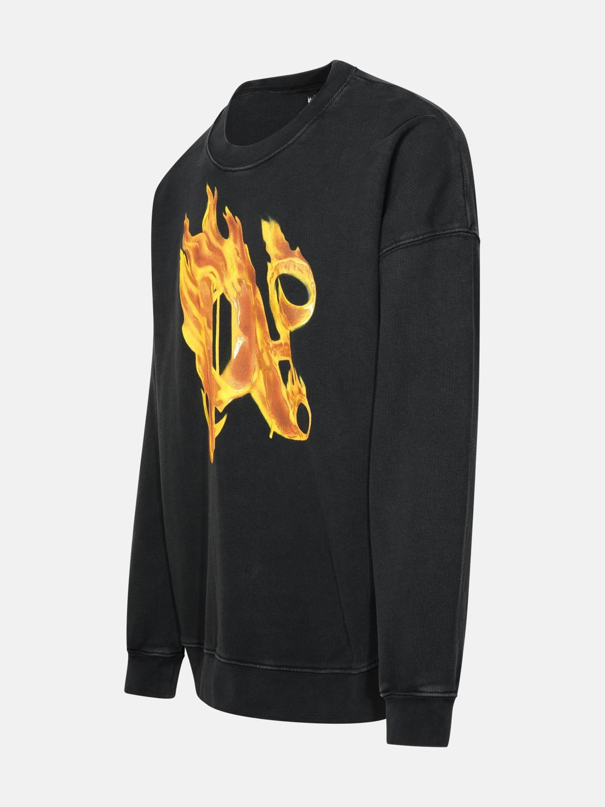 'BURNING' BLACK COTTON SWEATSHIRT - 2
