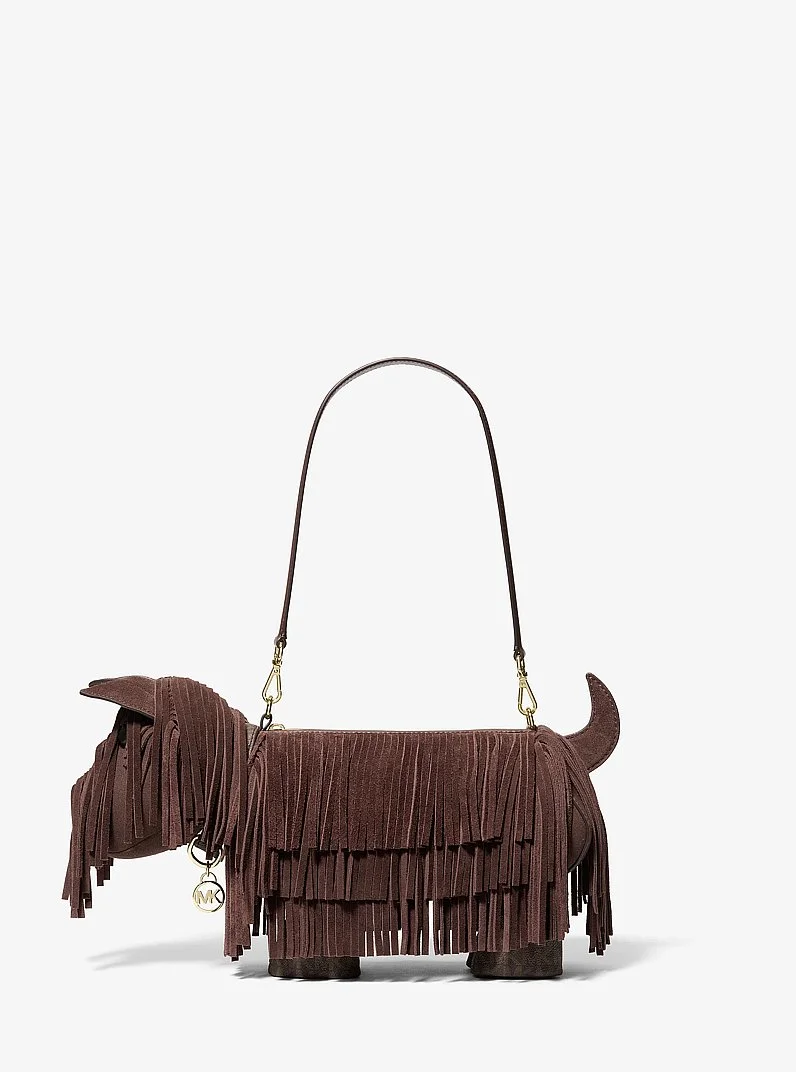 Scottie Dog Small Suede Shoulder Bag - 1