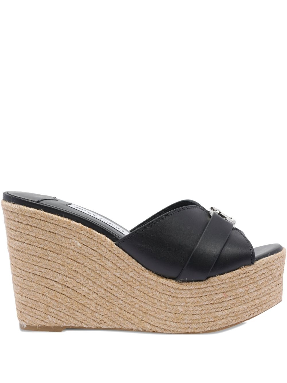 100mm leather wedge espadrille sandals - 1