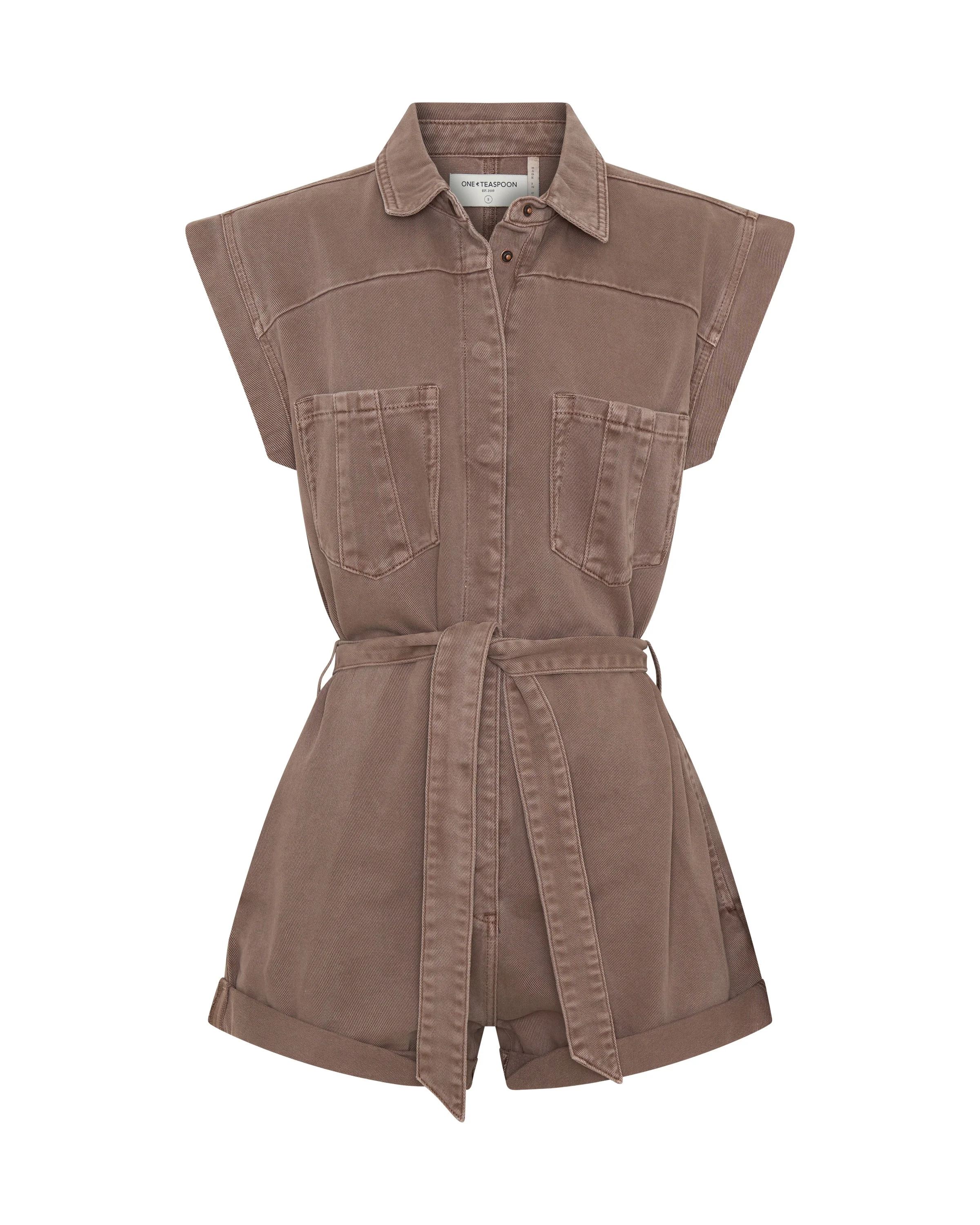 Bandit Aviator Mini Denim Jumpsuit - Espresso Brown - 1