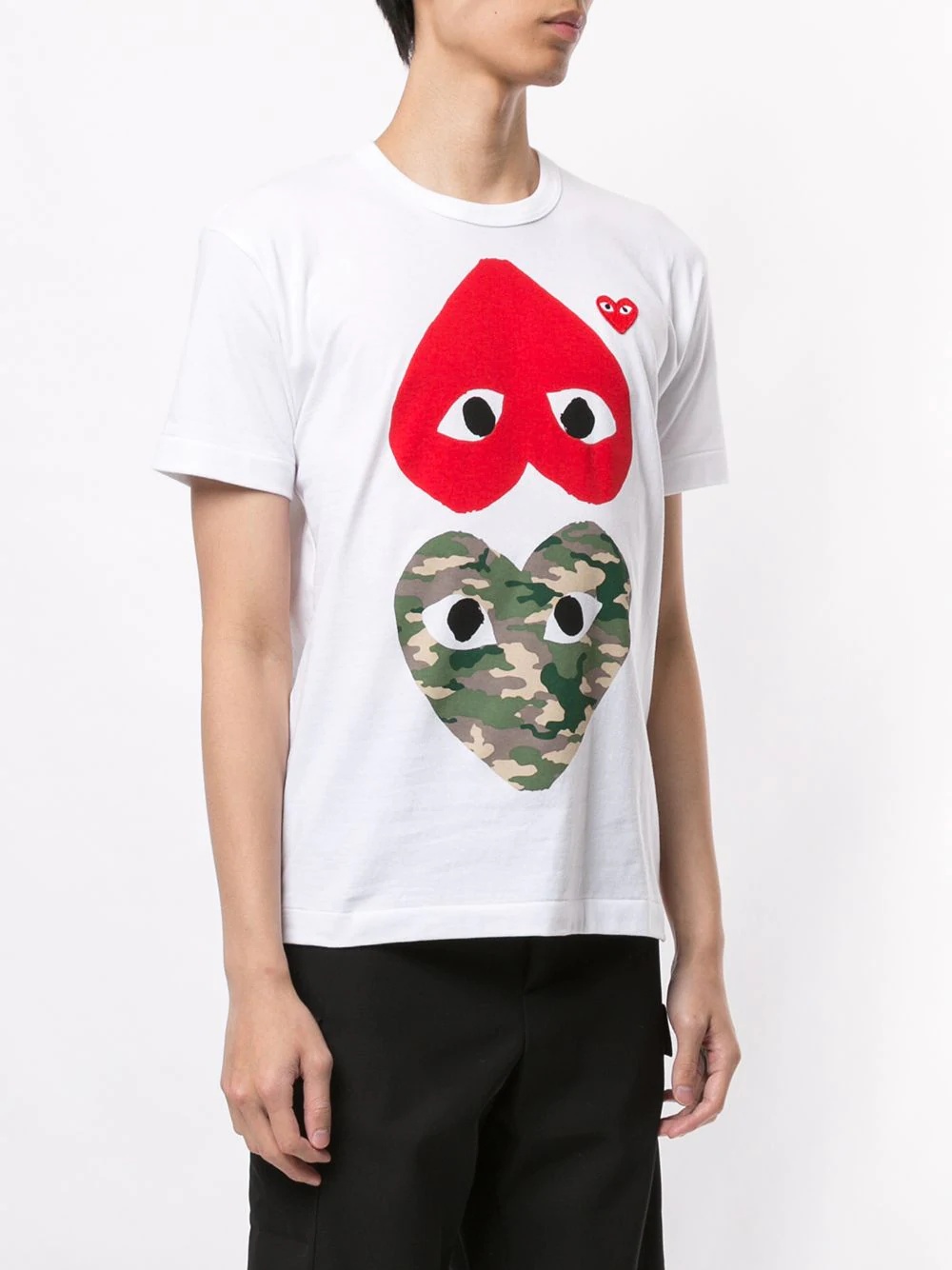 heart print crew neck T-shirt - 3