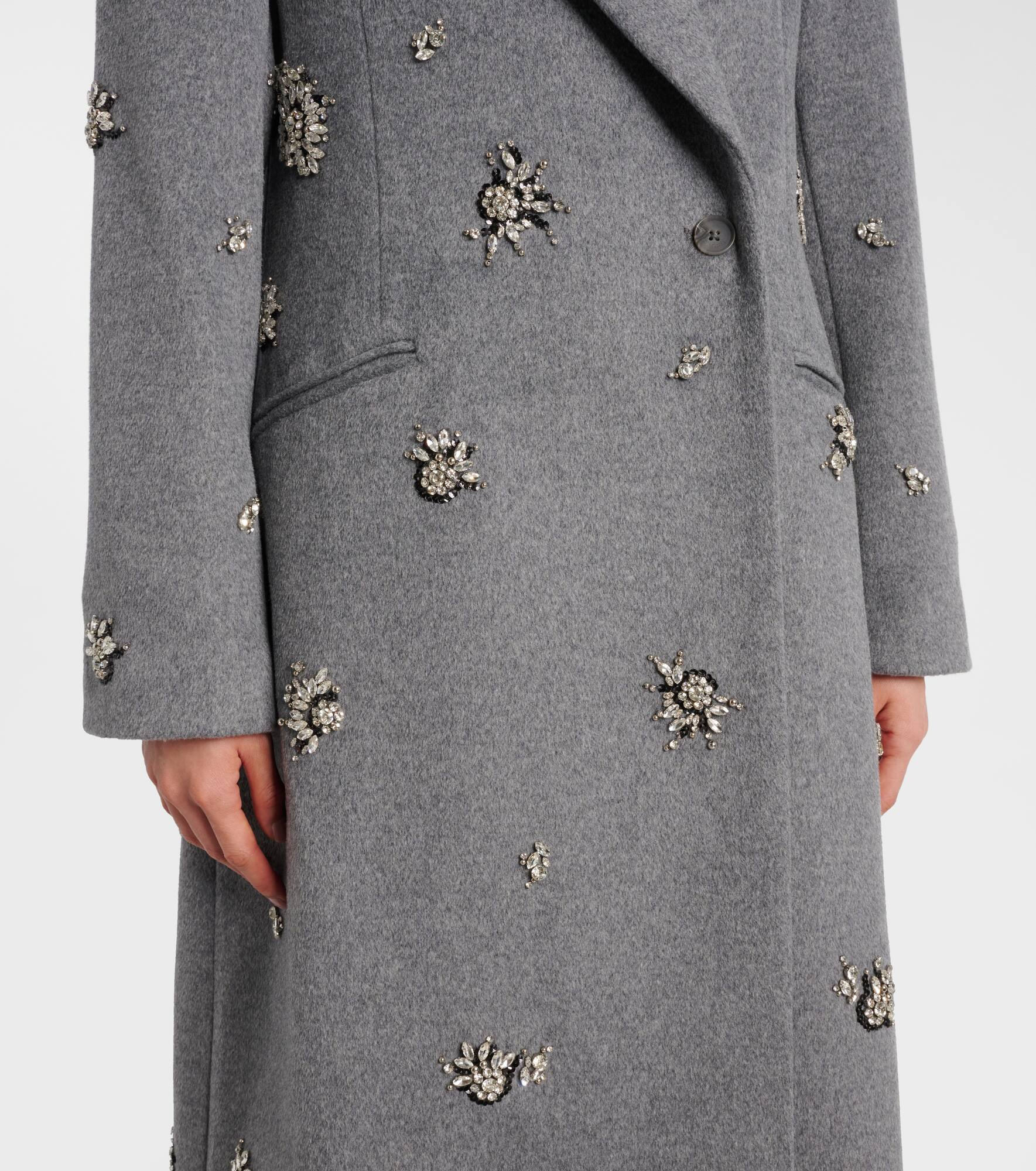 Gianni embellished wool-blend coat - 5