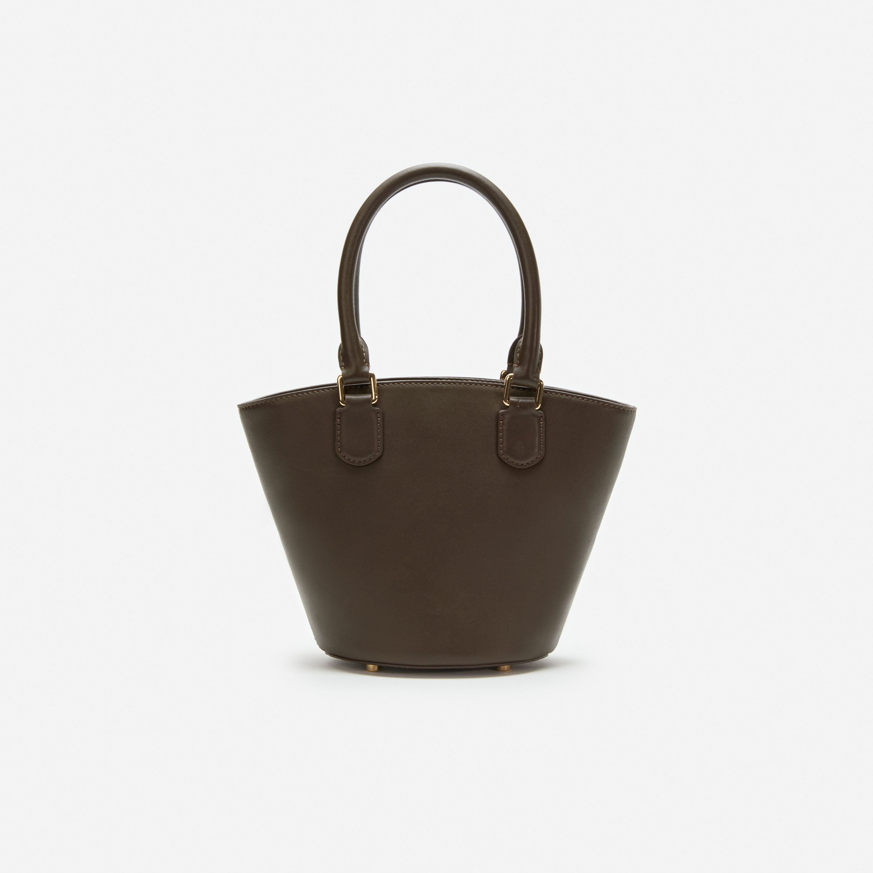 Dark Brown Leather Charm Tote Bag - 3