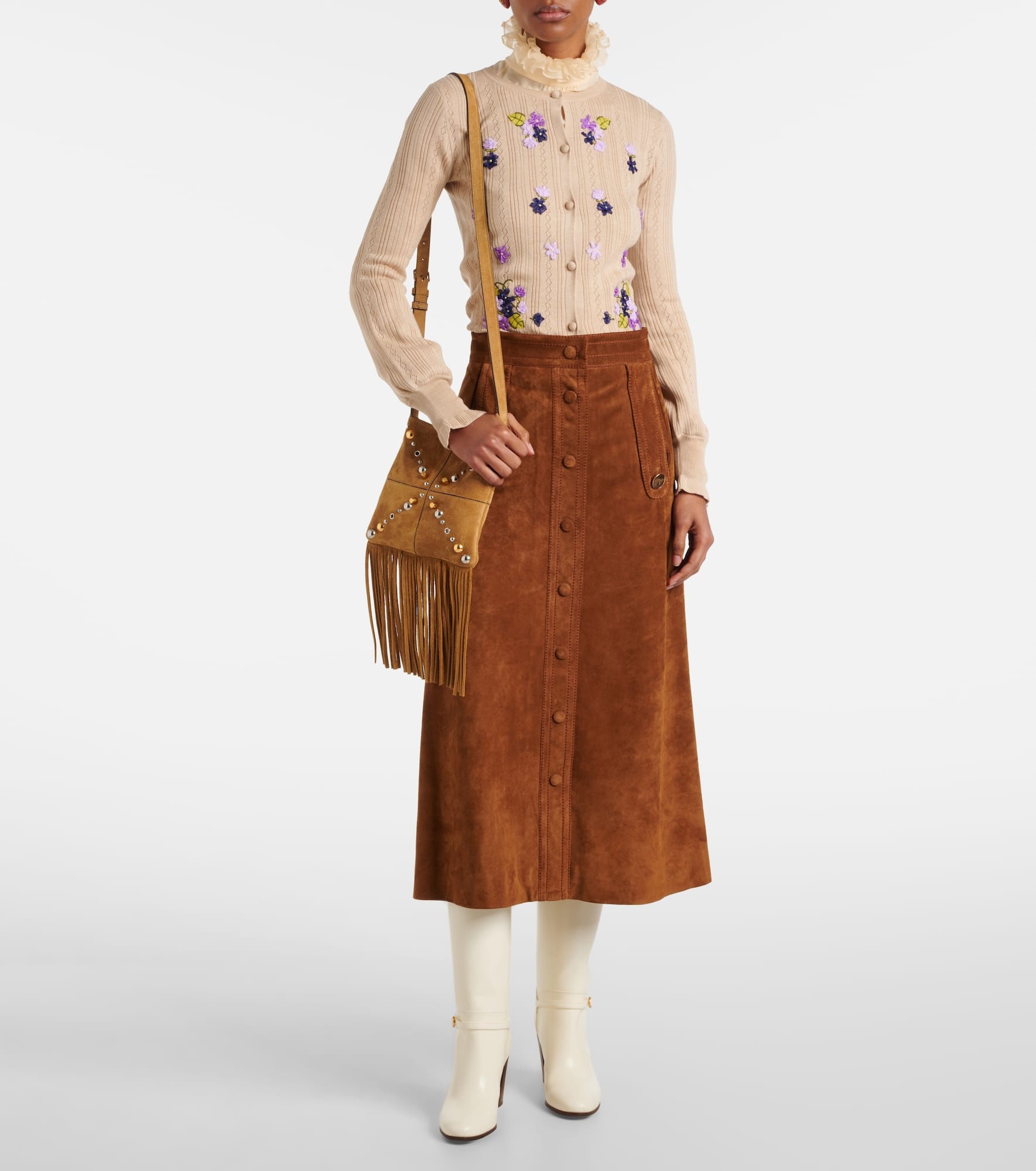 Embroidered virgin wool cardigan - 2