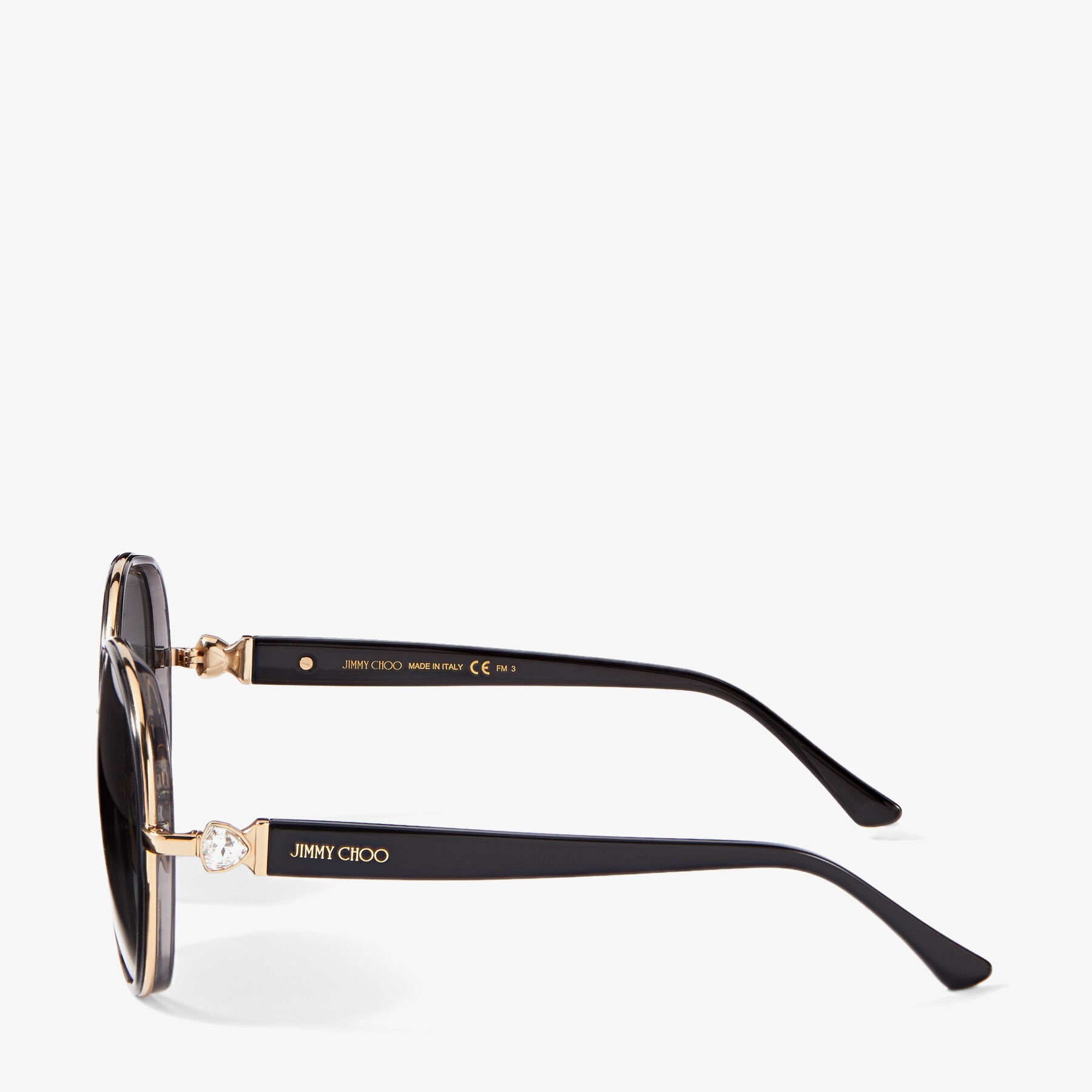 Pam
Black and Rose Gold Round-Frame Sunglasses with Swarovski Crystals - 2
