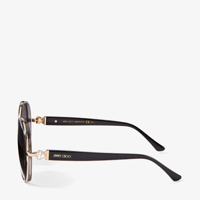 JIMMY CHOO Pam
Black and Rose Gold Round-Frame Sunglasses with Swarovski Crystals outlook
