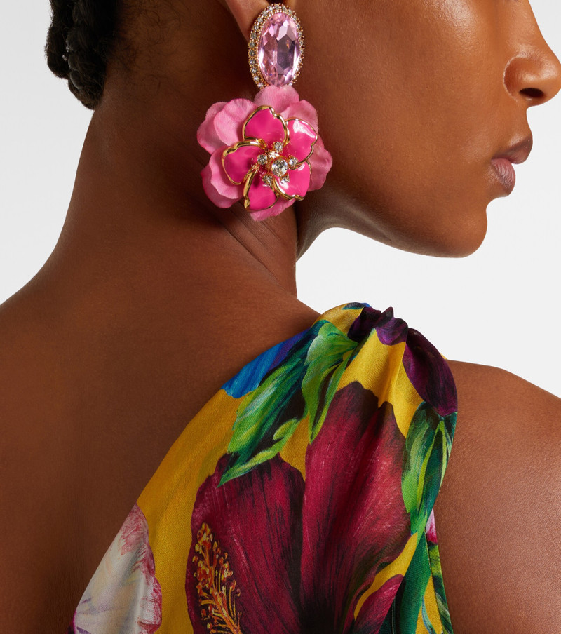 Embellished floral clip-on earrings 6