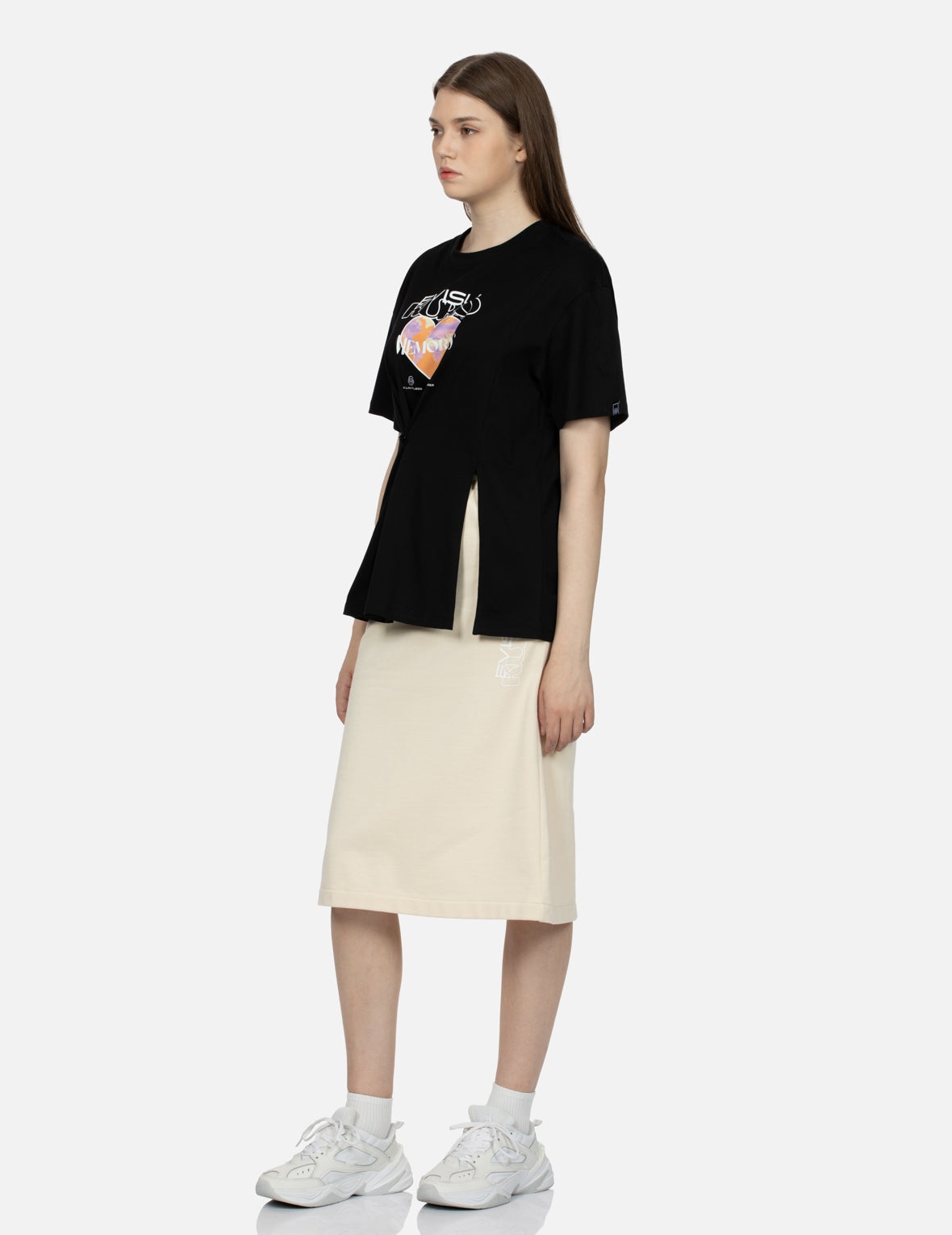 Logo and Heart Print Cut-out Relaxed Fit T-shirt - 3