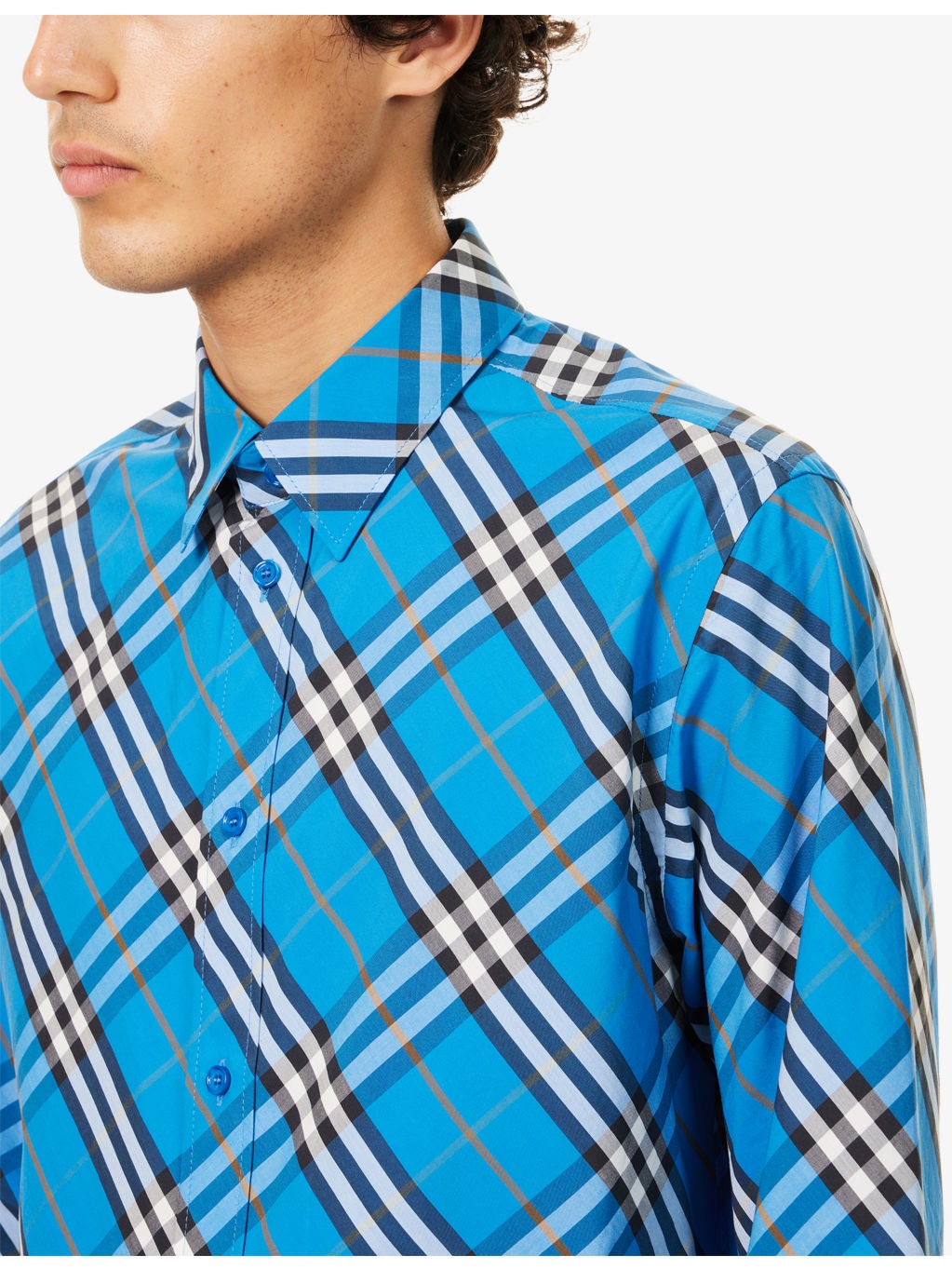 Check-Print Curved-Hem Cotton-Poplin Shirt - 5