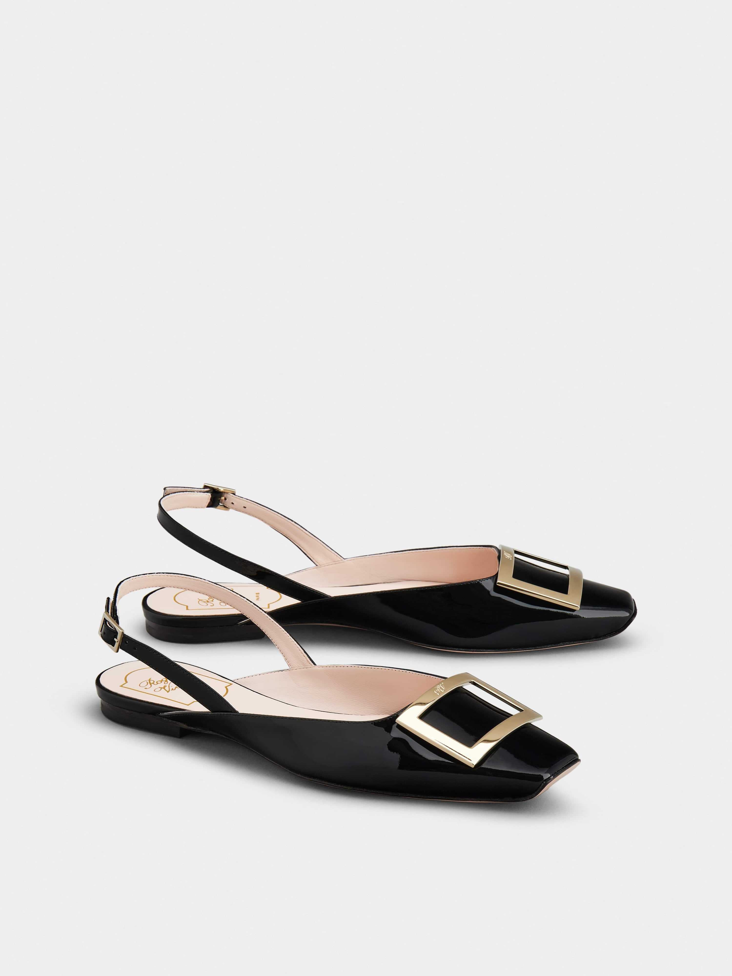 Trompette Metal Buckle Slingback Ballerinas in Patent Leather - 3