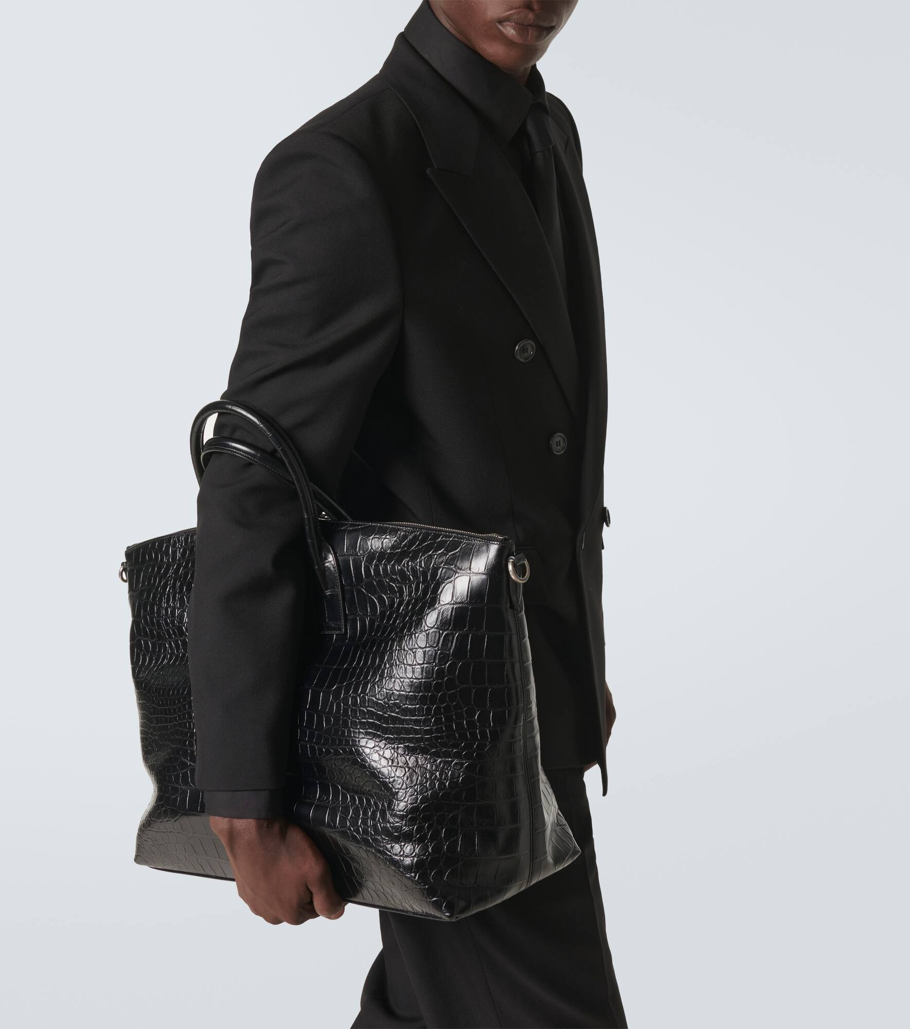 Giant croc-effect leather tote bag - 3