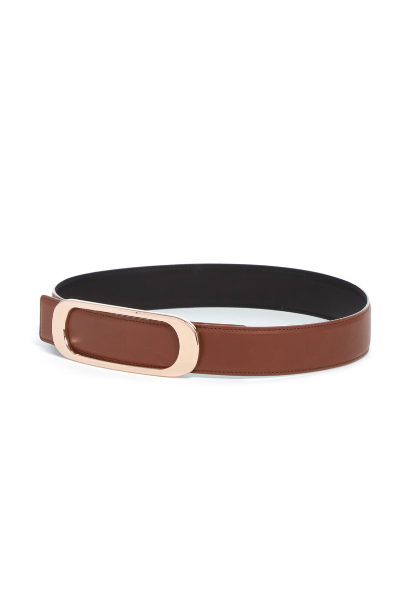 GABRIELA HEARST Medium Timon Reversible Belt in Cognac & Black Leather outlook
