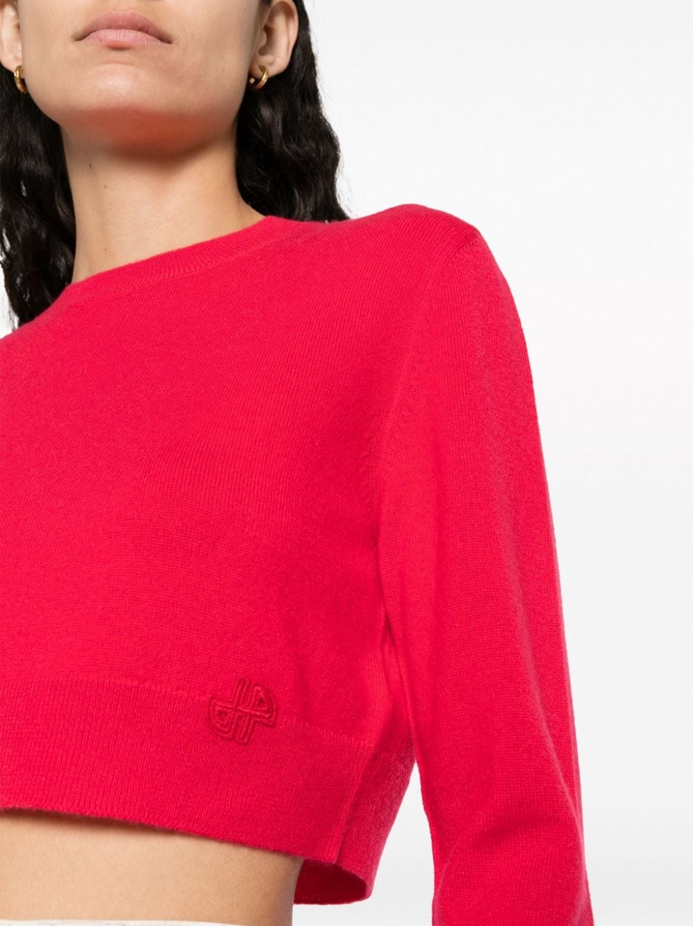logo-embroidered cropped jumper - 5